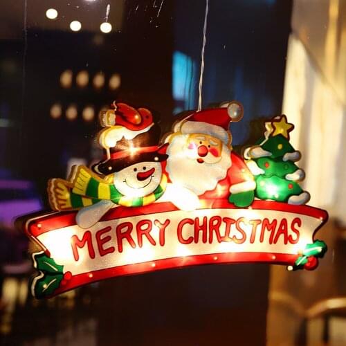 Christmas Decorative Lights Santa Claus Led Suction Cup Window Hanging Light Christmas Atmosphere Scene Decor Festive Decorative