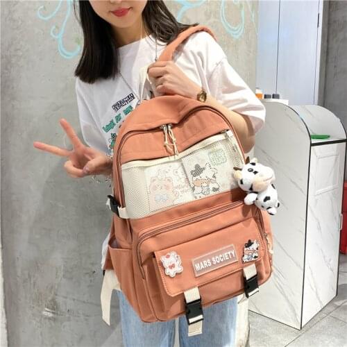 Students Backpack Womens School Backpacks for Teenager Girls Preppy Style Large Capacity Schoolbag Travel Nylon Female Bags