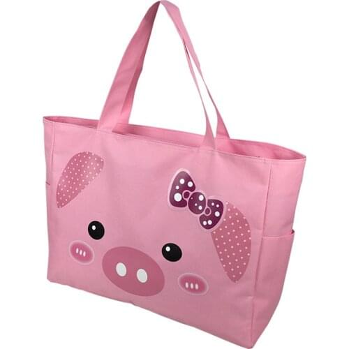 Cute Pig Big Size School Book Canva Packing Bag One Piece Pink Studen Deerny Mother Travel Shopping Shoulder Bags 50*14*38cm
