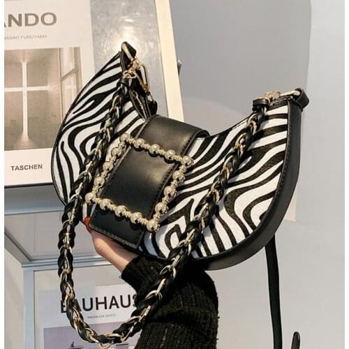 Crocodile pattern Saddle bag 2020 Fashion New High quality PU Leather Womens Designer Handbag Chain Shoulder Messenger Bag