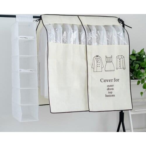 Clothes Hanging Dust Cover Dress Suit Coat Storage Bag Case Organizer Wardrobe Dress Clothing Hanging Dust Cover