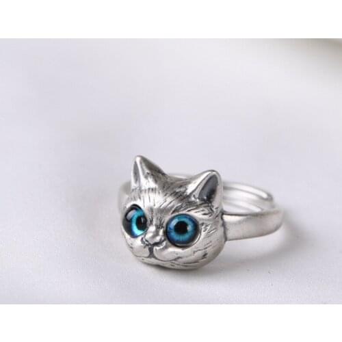 Vintage Silver Color Demon Eye Cat Rings for Men Women Retro Animal Open Adjustable Ring Punk Gothic Devil Rings Jewelry Gifts