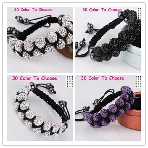 Women men stone+Free Shipping+Gift.10mm 4Pcs/Lot Disco Ball Bead double Row Fasion crystal Bracelet For Men h4d