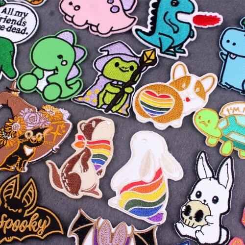 Funny Animal Embroidered Patches On Clothes Cute Frog Iron On Patches For Clothing Stripes Cartoon Things Clothes Patches Decor