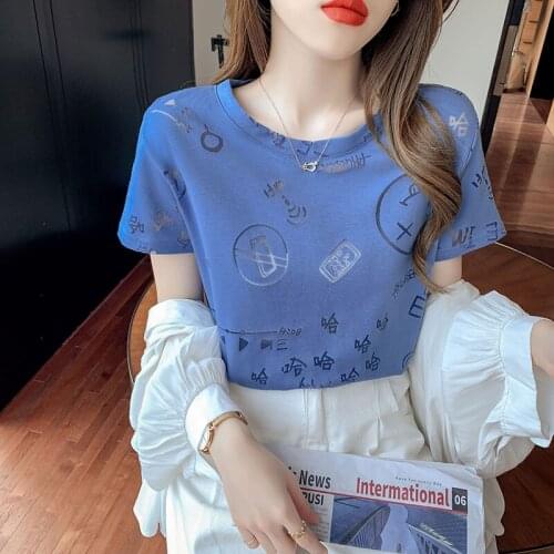 2021 Fashion Loose O collar cotton Hollow out T-shirts women short sleeve summer Korean version Tees Trend Tops goth