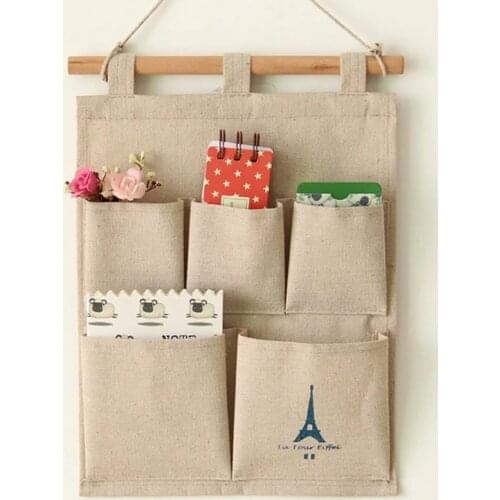 1PCS Tower 5 Pockets Storage Stuff Bags Closet Door Home Wall Hanging Organizer Bathroom Mounted Wardrobe Storage Baske