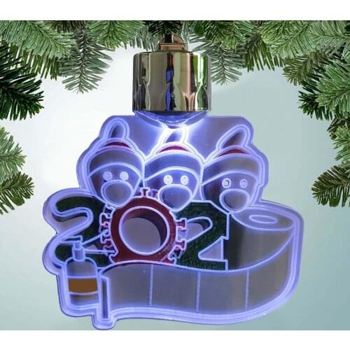 1Pc Acrylic Christmas Survivor Family Face Cover Snowman Pattern Pendant with LED Light Cmas Tree Hanging Ornament Party Decor