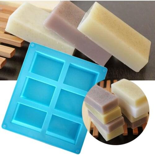 1pcs Blue Rectangle Silicone Soap Mold Bar Bake Mold Silicone Mould Tray Homemade Food Craft Craft Soap Making Handmade Tools