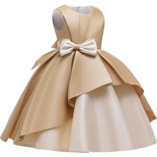 2021 Summer Birthday Wedding Gown Princess Dress Elegant Bow Applique Girls Children Clothing Kids Party For Girl Clothes