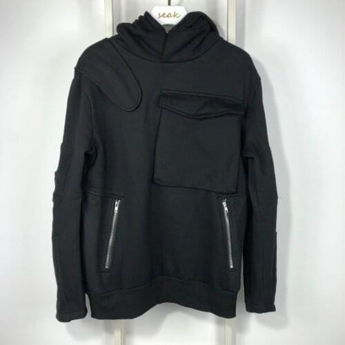 20ss Owen Seak Men Cotton Hoodies Sweatshirts Gothic Mens Clothing Spring Autum High Street Hip Hop Solid Black Coat Jacket