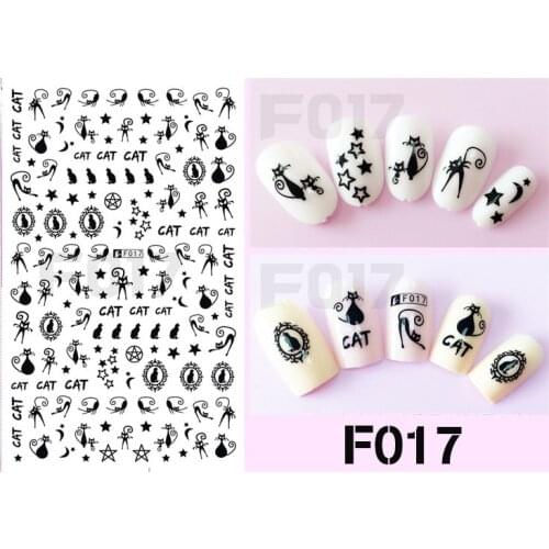 Latest 5pcs 3D Self-adhesive Black/White Flower/Cat/Bow Nail Art Stickers Ultra-thin Decal 3d Sticker For Nails Decoration