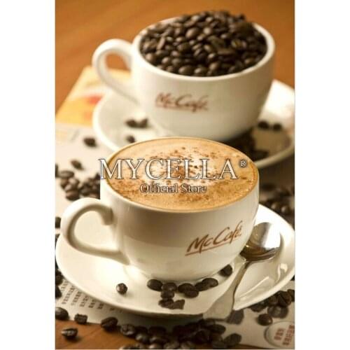 5D DIY Diamond Painting Coffee Cup Cross Stitch Diamond Embroidery Home Decor Needlework Full Round Diamond Mosaic Wall Stickers