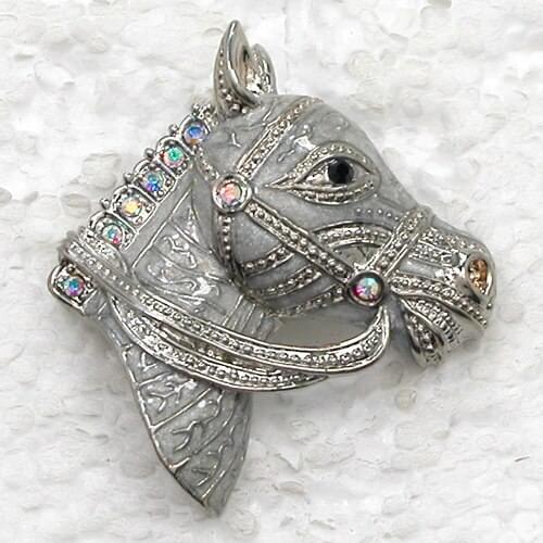 Clear AB Rhinestone Enamel Pin brooches C386 F