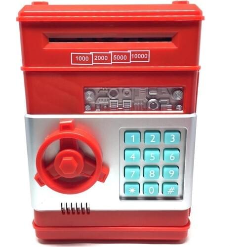 Viselia Combination Atm Case Battery-Powered Piggy Bank Red