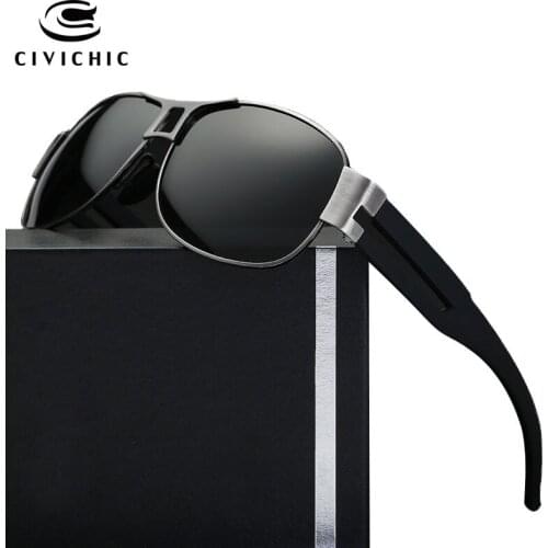 CIVICHIC Classic Men Polarized Sunglasses Stylish Alloy Frame Eyewear Retro Gafas Blue Film Lunettes Driving Oculos De Sol E178