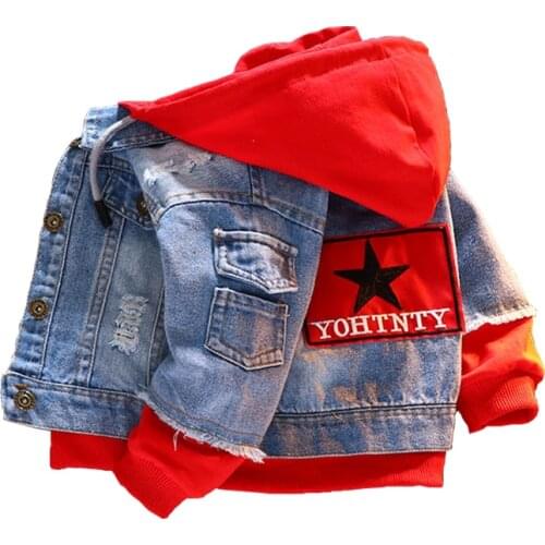 Denim Jackets For Boys spring Autumn Trench Childrens Clothing 3-8Y Hooded Outerwear Windbreaker Baby Kids Jeans Coats