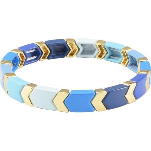 Enamel Tile Beaded Arrows Bracelet Colorblock Stackable Tile Brite Bracelets Hematite Bracelet Woman Handmade Jewelry Valentine