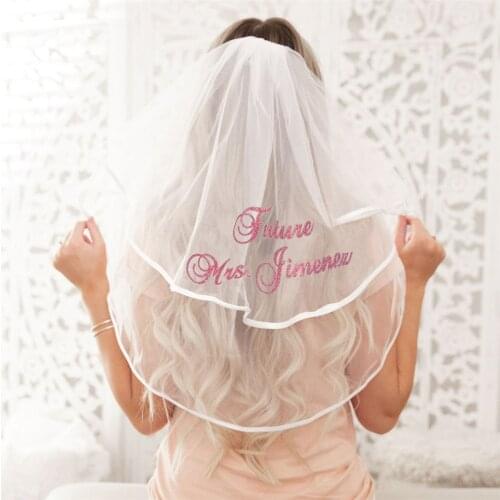 Personalized Future Mrs Monogrammed Veil Bridal Shower Party Gifts Wedding Accessory Custom Name bachelorette party veils