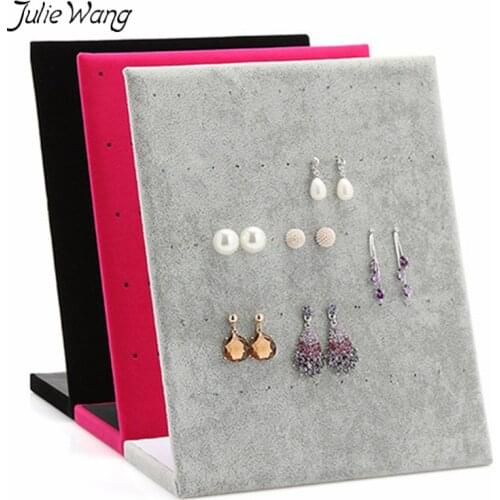 Julie Wang Velvet Covered L Shape Earring Superior Women Jewelry Display Rack Organizer Stand Holder Black Gray Rosered Optional