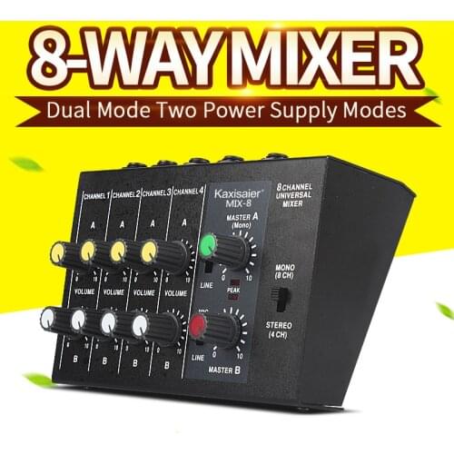 K-song Black MIX-8 Reverberator 8-way Reverberator Mini-cable Mixer Mixer Mixer Microphone Expander Reverberation Microphone