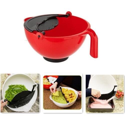 Creative Salad Bowl Mixing Bowl Multifunctional Fruit Salad Mixing Bowl Plastic Handle with Filter Scraper Kitchen Bar Tools