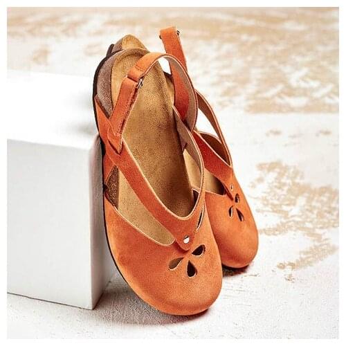 Summer Women Sandals Plus Size Flat Round Toe Sandals Female Casual Ankle Hollow Sandals Elegant Soft Beach Sole Women Shoes988