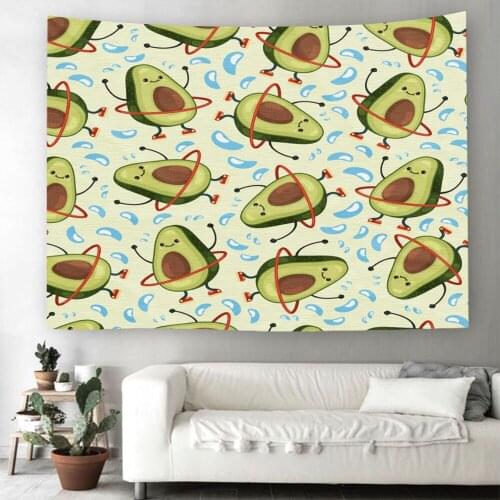 Cute Cartoon Avocado Tapestry Wall Hangings Field Carpet Yoga Mat Dormitory Tapestry Artist Home Decoration Accessories Custom