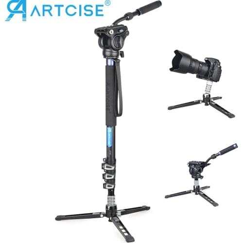 Professional Portable Aluminum Alloy Monopod LF70T with Fluid Head Tripod Base Travel Monopod Stand Tripod for Phone DSLR Camera