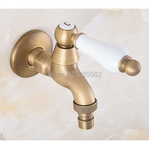 Wall Mounted Antique Brass Bathroom Washing Machine Taps Mop Pool Tap Single Cold Water Tap Outdoor Garden Faucet Lav318