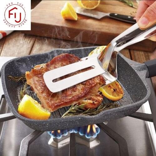 Stainless Steel Frying Shovel Clip Fried Fish Pizza Steak Shovels Pancakes Frying Fish Shovel Fork Barbecue Tong Kitchen Tool