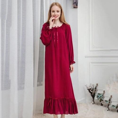 Spring Long Sleeve Cotton Nightdress Nightgown For Women Elegant Cute Princess Style Sleepwear Sleepdress Home Wear Nightgowns