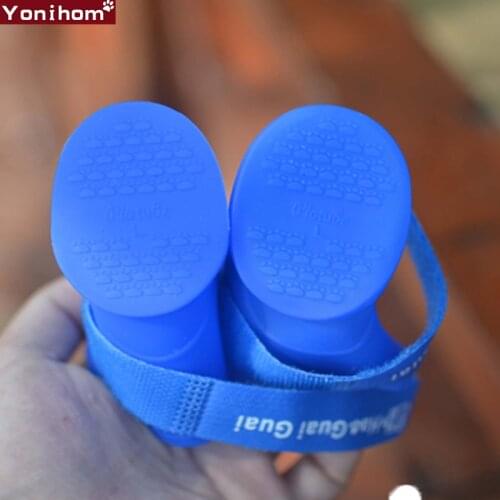 Shoes for Dog Pet 4 PCS Waterproof Rain Pet Shoes for Small Dogs Puppy Rubber Boots Anti-sli Candy Color Puppy Shoes Pet Product