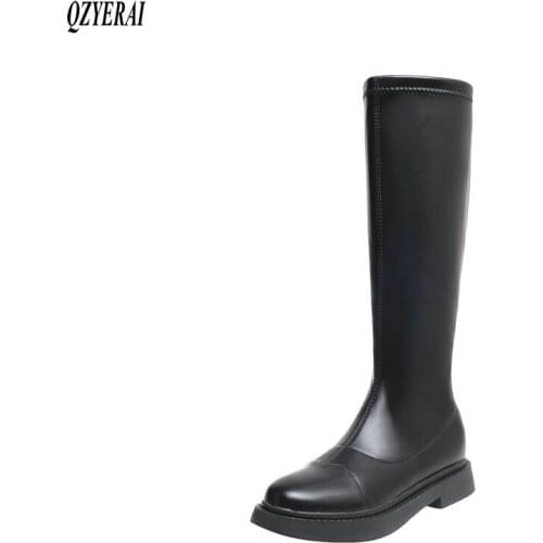 QZYERAI Knee high boots Genuine leather Women boots Warm winter fashion Motorcycle boots Knight boots snow boots Women shoes