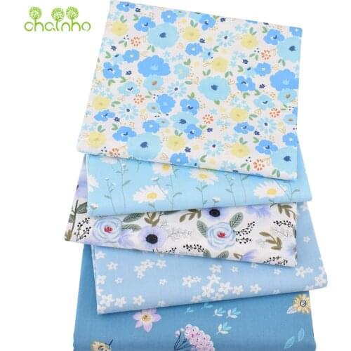 Printed Twill Cotton Fabric,2021 Blue Floral Series,Patchwork Clothes For DIY Sewing Quilting Baby&Childs Bedclothes Material