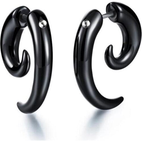 KOFSAC Fashion Bull Horns Earrings For Women Men Party Personality Black Snail Earring Puncture Funny Alternative Jewelry Gifts