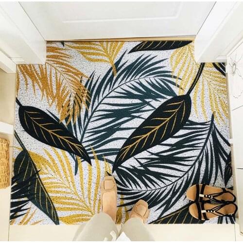 PVC Modern Silk Loop Dust-proof Plant Flower Printed Rug Doormat Outdoor Non-slip Door Mats Shoes Scraper for Bathroom Area Rugs
