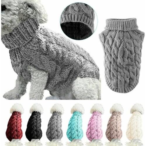 Warm Dog Sweater Clothing Winter Turtleneck Knitted Pet Puppy Clothes Costume For Small Dogs Chihuahua Outfit Vest Warm