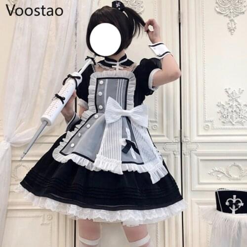 Japanese Gothic Lolita Princess OP Dress Girls Cute Sweetheart Rescue Team Party Dresses Women Sweet Kawaii Maid Cosplay Dress