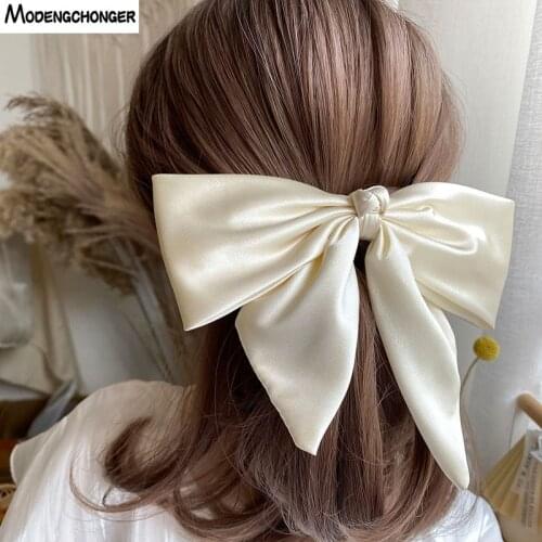 Temperament Satin Bow Hairpin Long Tail Hair Clips Barrettes Hairpins Grips Girls For Women Cute Sweet Hair Accessories Headwear