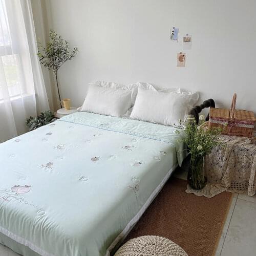 Green Summer Quilt Peach Pattern Tencel Air Condition Blanket Soft and Comfortable Bed Cover Bedding 2020 New