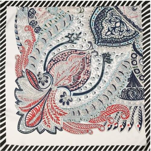2020 New Women Summer Paisley Print Foulard Satin Scarf Neckwear Handkerchief 70x70cm Girls Pink Floral Square Silk Scarf