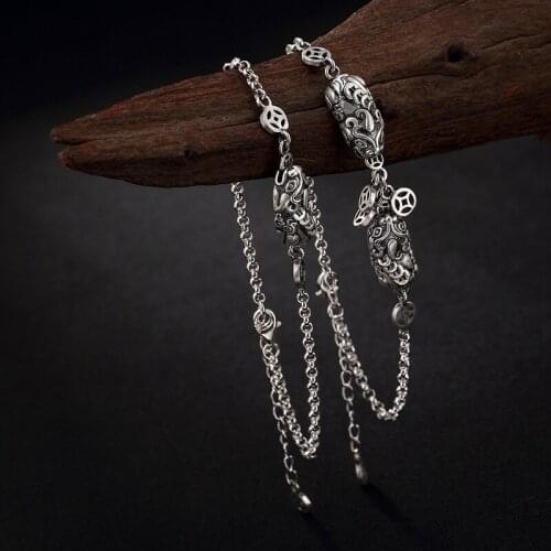 Pure silver fortune restoring ancient ways the mythical wild animal character joker woman bracelet wholesale agents