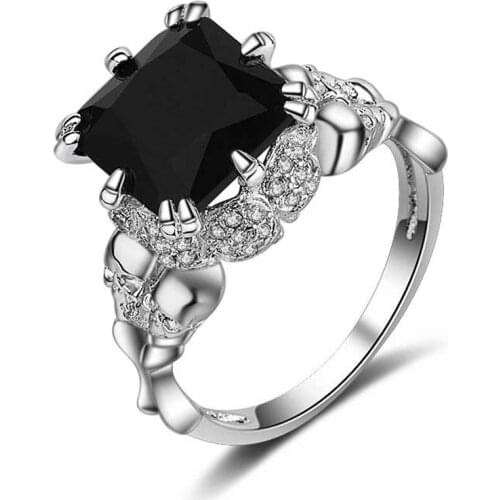 Fashion 8 Style Punk Skull Jewelry Women ring AAAAA zircon cz 10KT Black Gold Filled Engagement Wedding band Ring Sz 5-11