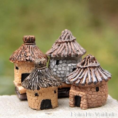 1Pc DIY Miniature Mini Fairy Cottage Landscape Decor Resin House Garden Ornament Home Decoration Cartoon Resin Craft