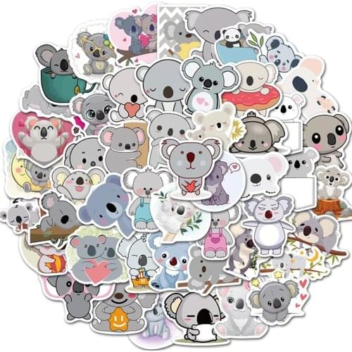 10/50pcs Animal Sticker Cute Koala Stickers Cartoon Series Childrens Toys Waterproof Diy Skateboard Guitar Bike Suitcase Decals