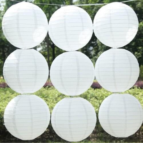 10 Pieces 12 Inch 30cm White Hanging Paper Lanterns For Baby Shower or Wedding Decoration Lampion