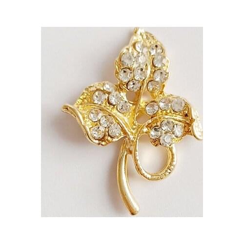 10 PCS 23*31mm Fashion Metal Alloy Crystal Rhinestone Leaf Connectors Charm For Jewelry Making