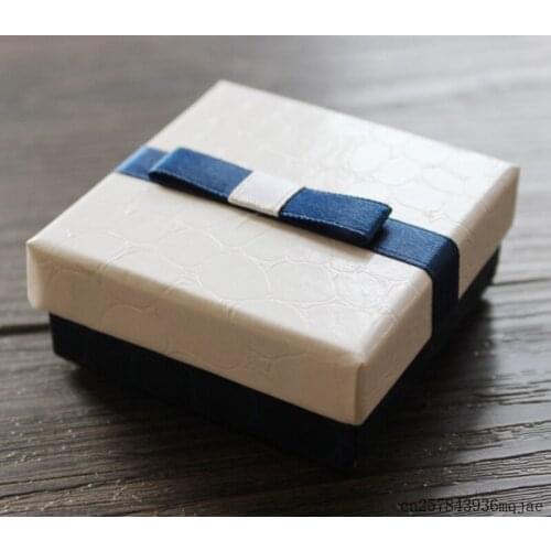 100pcs Blue Ring Box Paper Ring Packaging Box Earring Display Case Square Jewelery Packaging Cases 6.3*6.3*2.3cm