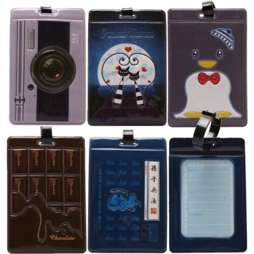 11*7.5cm PVC Square Luggage Tags Cute Cartoon Duck Luggage Label Travel Accessories Suitcase Id/Name/Address Tag