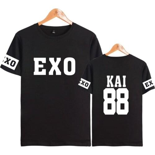 2021 Kpop EXO Kay Sehun Xiumin Baekhyun Terra Sticker T-shirt Women Tshirt EXO Harajuku EXO Fans Top Tee Shirt Homme Clothes